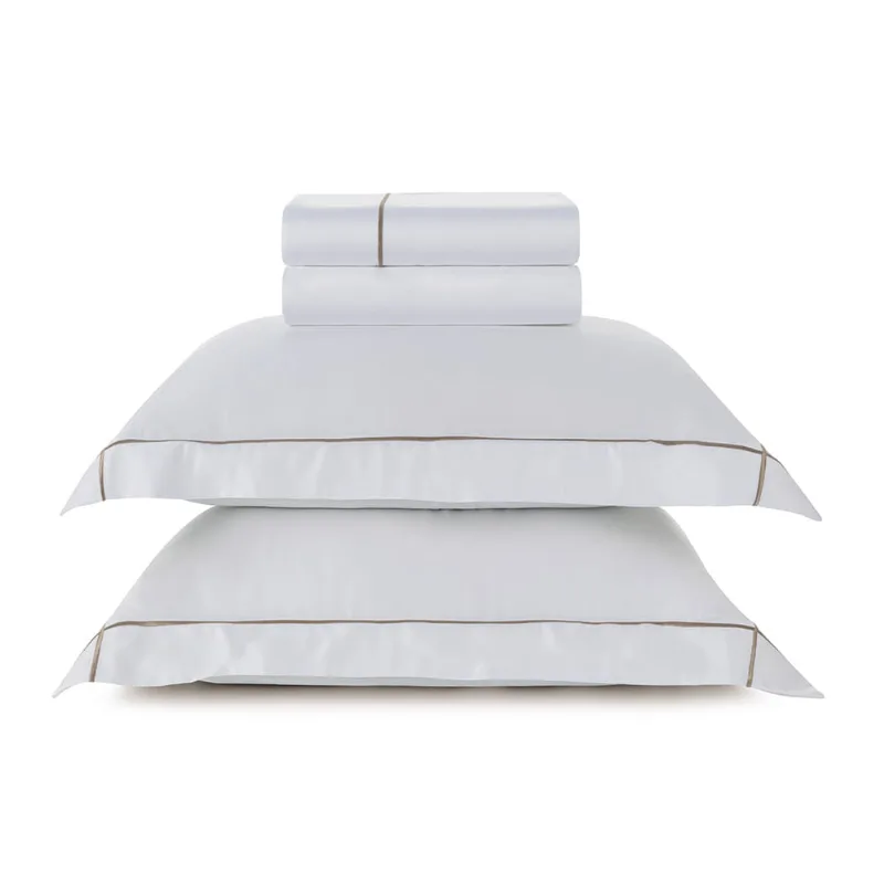 Jogo de Cama Casal 300 fios Bambu Girelli Branco/Nocciola