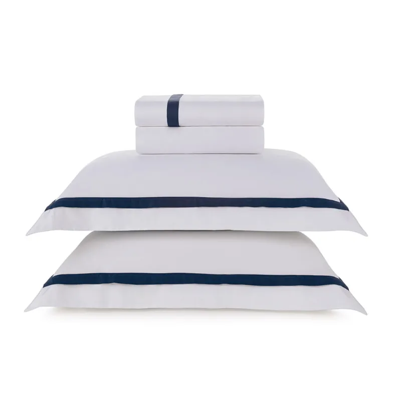 Jogo de Cama King 300 Fios Vercelli Branco/Azul Siciliano