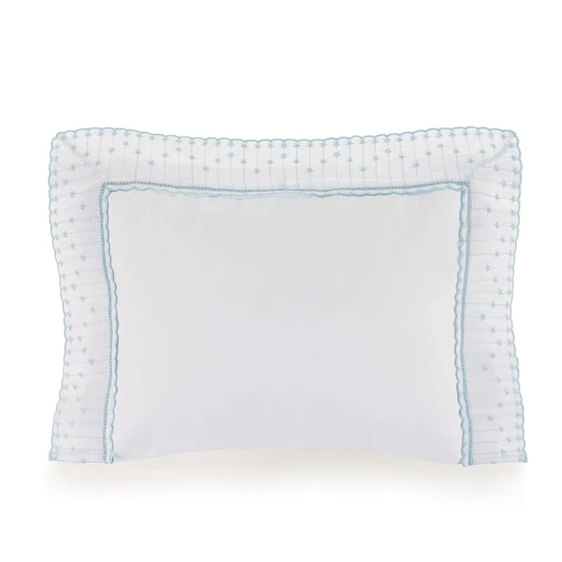 Fronha avulsa Baby 100% Algodão Egípcio Marco Branco/Soft Blue