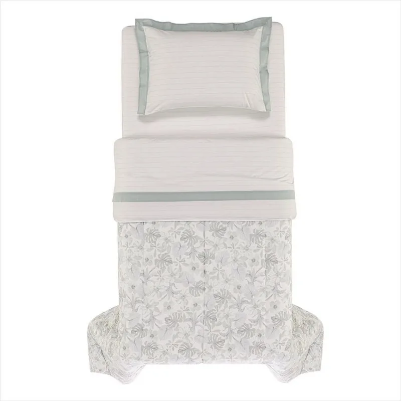 Jogo de Cama Atlantis Branco Azul Solteiro - Karsten