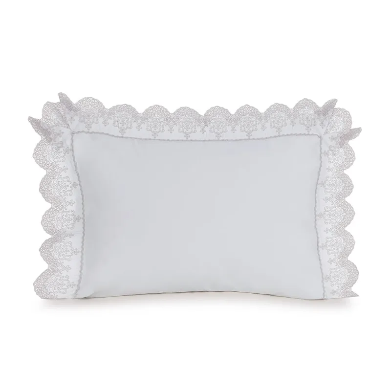 Fronha avulsa 300 Fios Ricami Branco/Rose