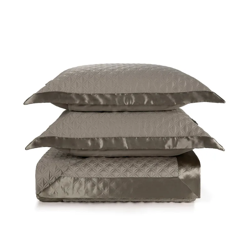 Colcha com porta-travesseiros Trussardi Tommaso king 290x270cm nocciola