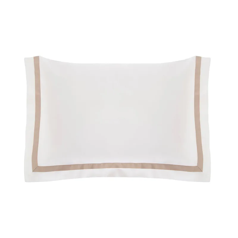 Fronha Trussardi 300 fios Cetim 100% Algodão Egípcio Vercelli Branco e Nocciola