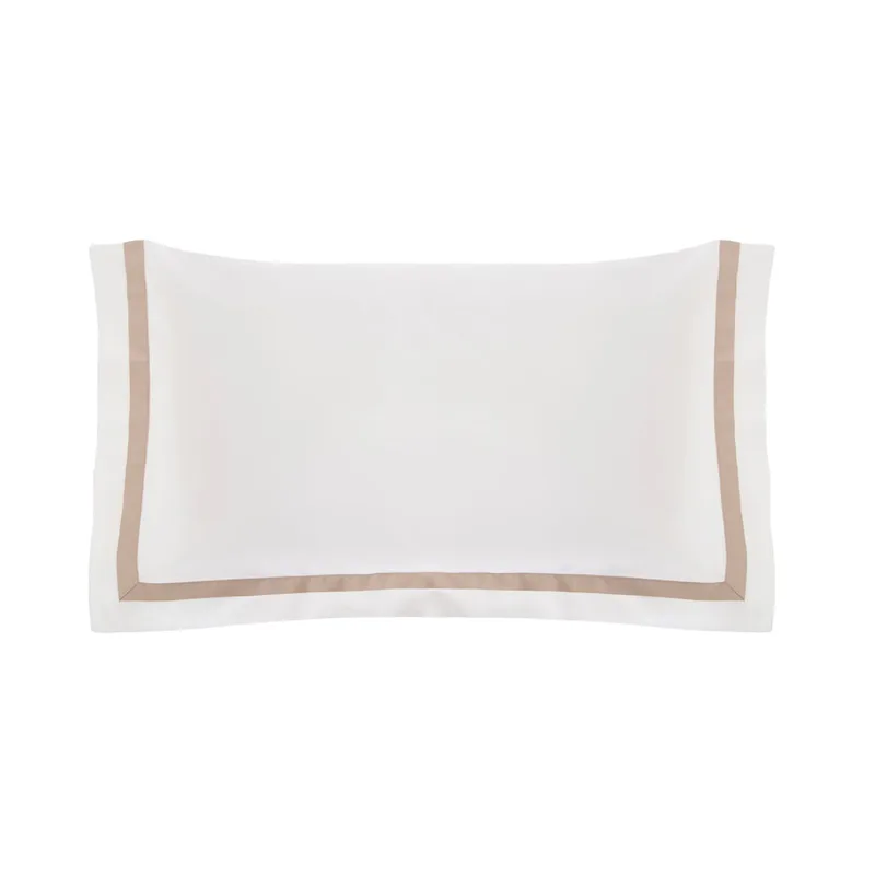 Fronha King Trussardi 300 fios Cetim 100% Algodão Egípcio Vercelli Branco e Nocciola