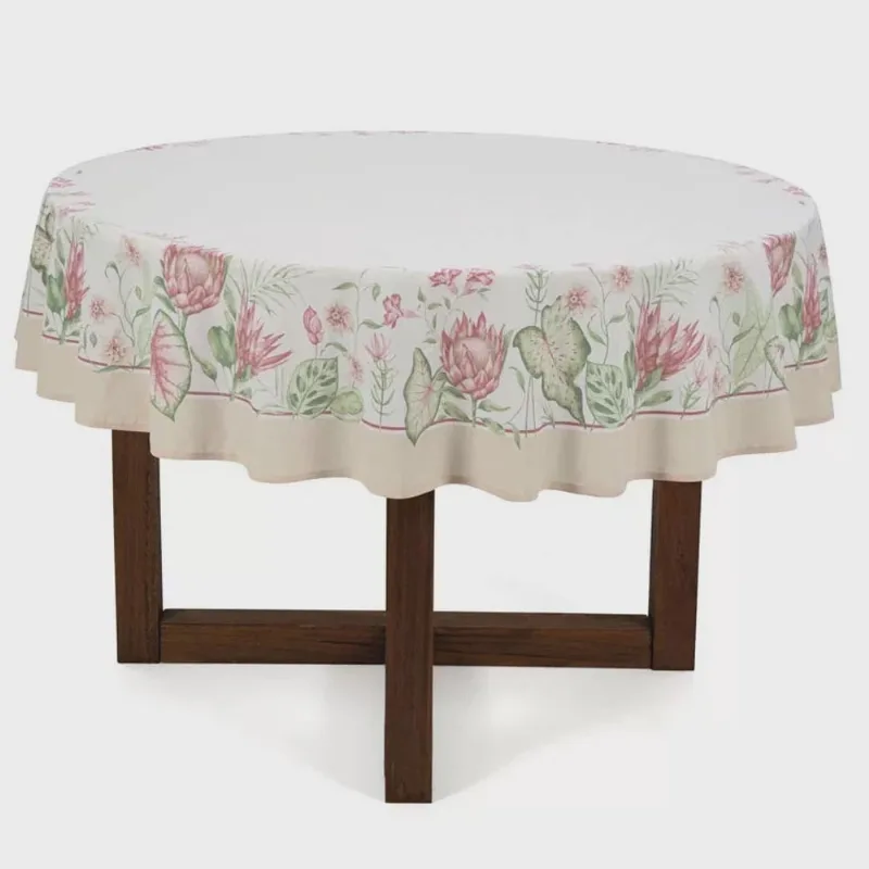 Toalha de Mesa Karsten Redonda 6 Lugares Sempre Limpa Protea