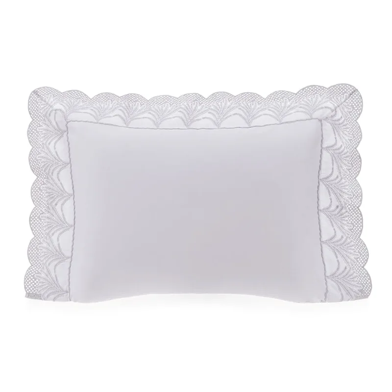 Fronha Padrão 100% Algodão Egípcio Palma Branco/Platino