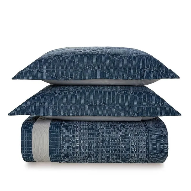 Colcha Matelasse King Azul Regis 150 Fios 3 Pçs 100% Algodão