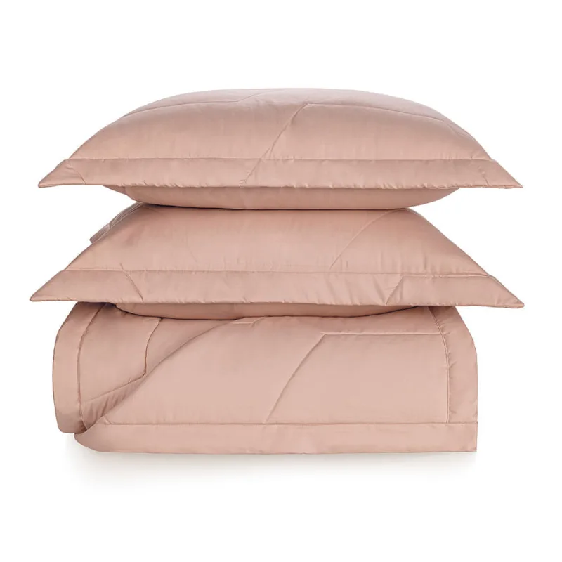 Colcha Queen Trussardi 2 Porta Travesseiros 300 Fios Percal 100% Algodão Palazzi Rosa Perla