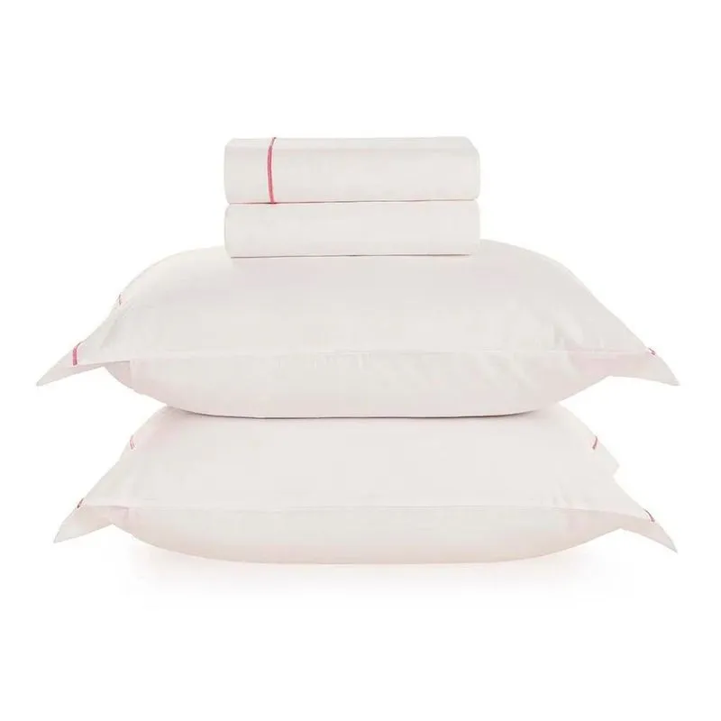 JOGO DE CAMA PERCAL 180 FIOS PONTO ROYAL QUEEN BRANCO/ROSE