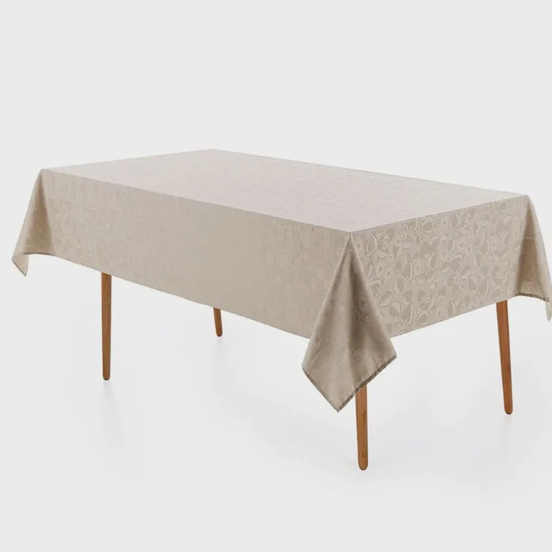 Toalha de Mesa Retangular 8 Lugares Jacquard Beatrice Bege