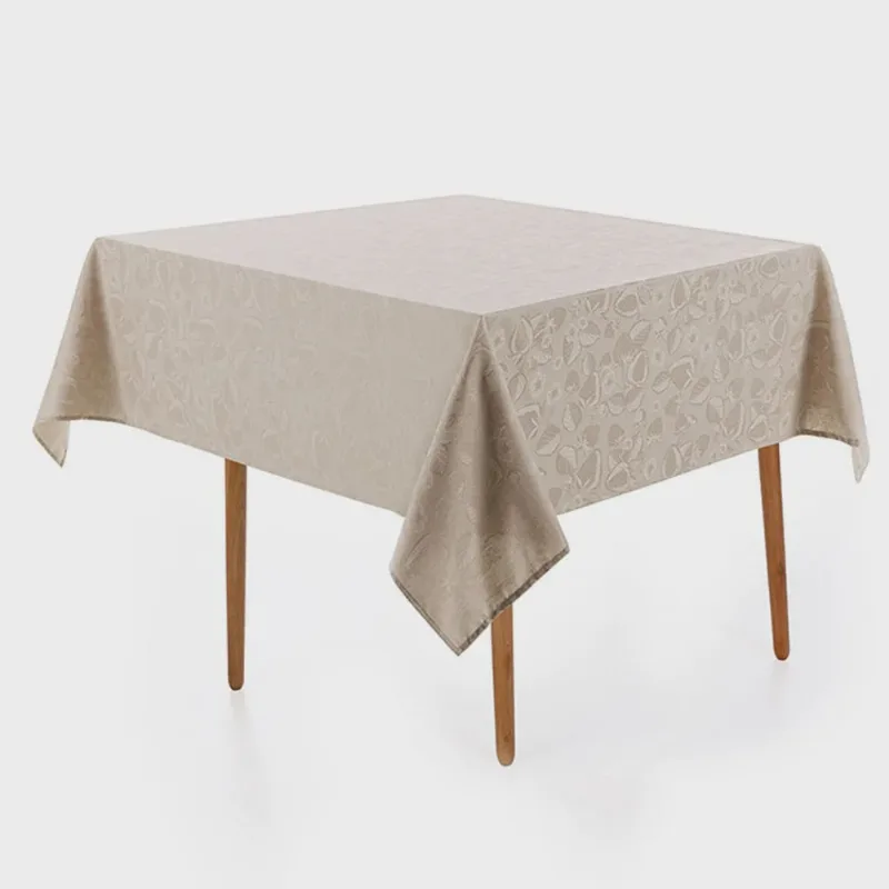 Toalha de Mesa Quadrada 4 Lugares Jacquard Beatrice Bege