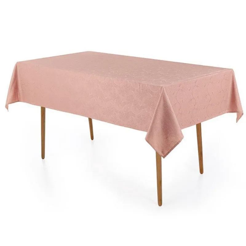 Toalha Mesa Retangular 8 Lugares Jacquard Melli Rosa Karsten
