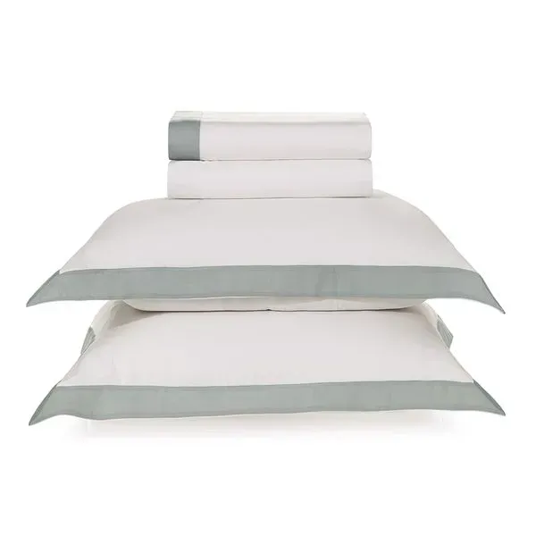 Jogo De Cama Olívia Branco/Mineral 4 Peças King 300 Fios 100% Algodão 290x260cm