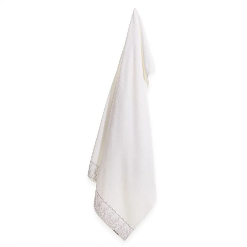 Toalha de Banho Branco Bordado Prata Antonia - Karsten
