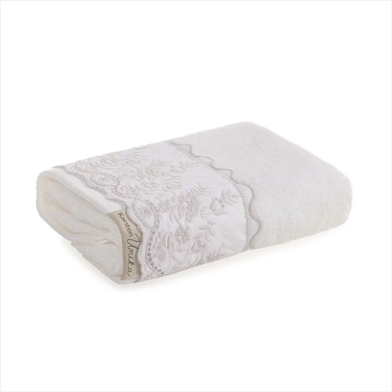 Toalha de Lavabo Branco Bordado Prata Antonia - Karsten