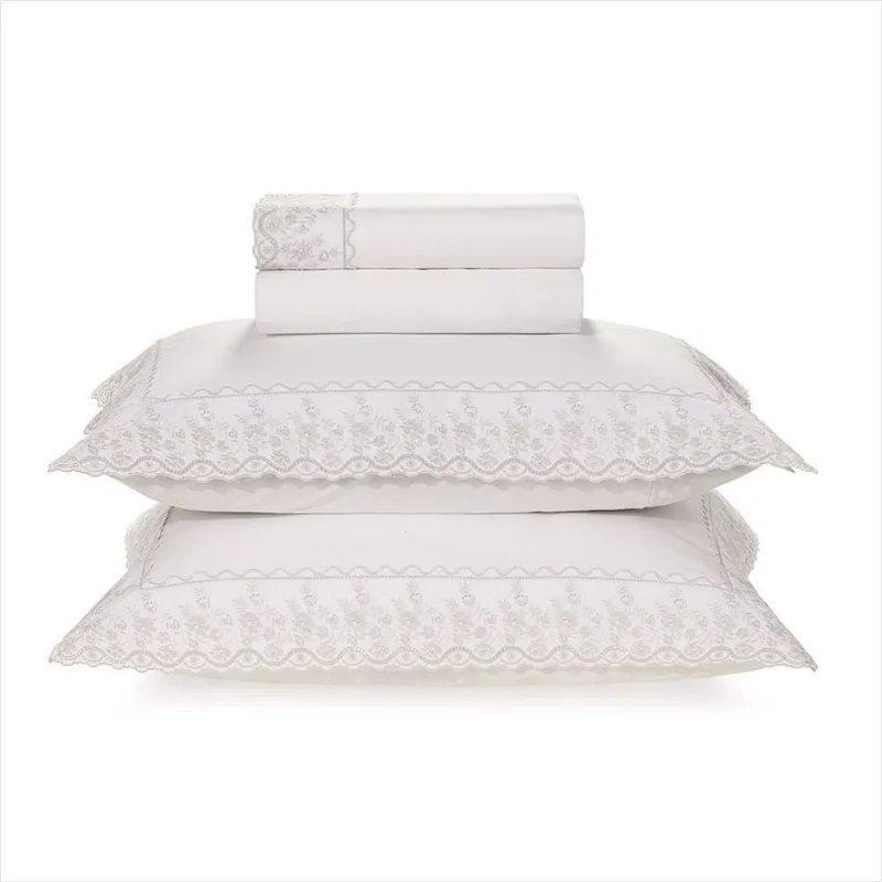 Jogo de Cama Antonia Branco Prata Queen - Karsten