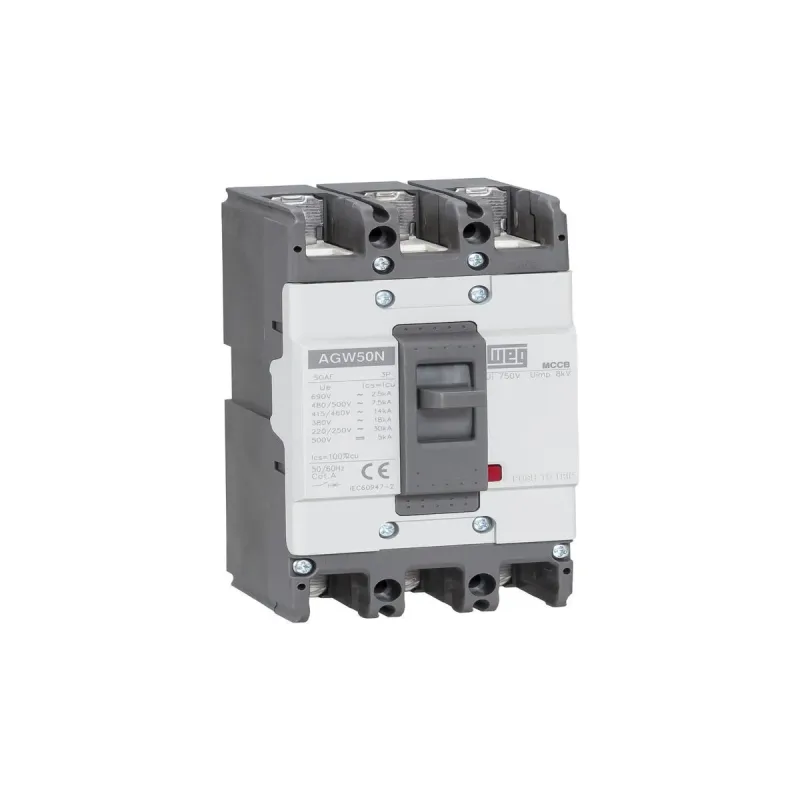 Disjuntor Caixa Moldada 40A AGW 50N 380V 18kA Térmico e Magnético Fixos Weg