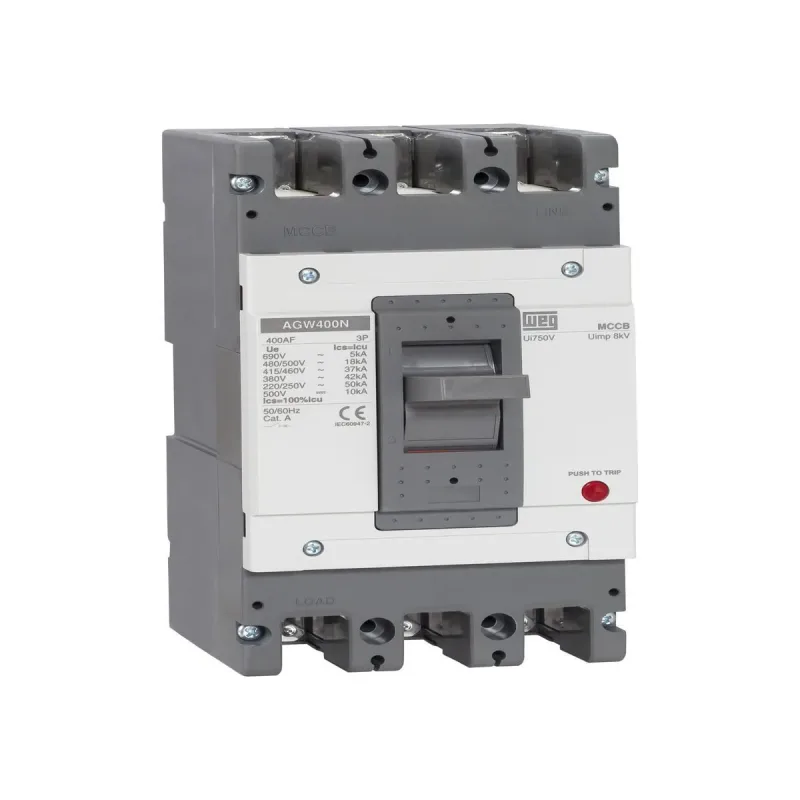 Disjuntor Caixa Moldada 300A AGW 400N 380V 42kA Térmico e Magnético Fixos Weg