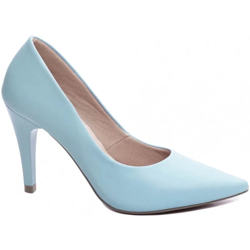 Sapato Scarpin Salto Alto Bico Fino Stiletto 9cm Azul Torricella