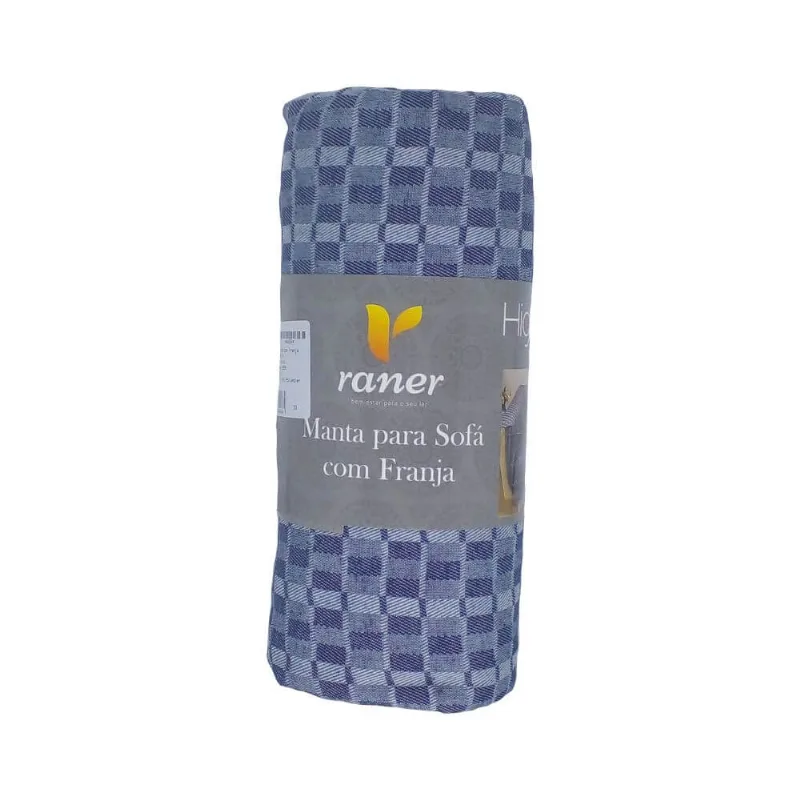 Manta para Sofá com franja 1,40m x 2,20m - Raner - Azul