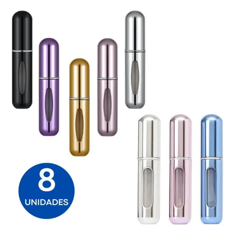 8 Uni Porta Perfume Mini Spray Frasco 5ml Portátil Viagem
