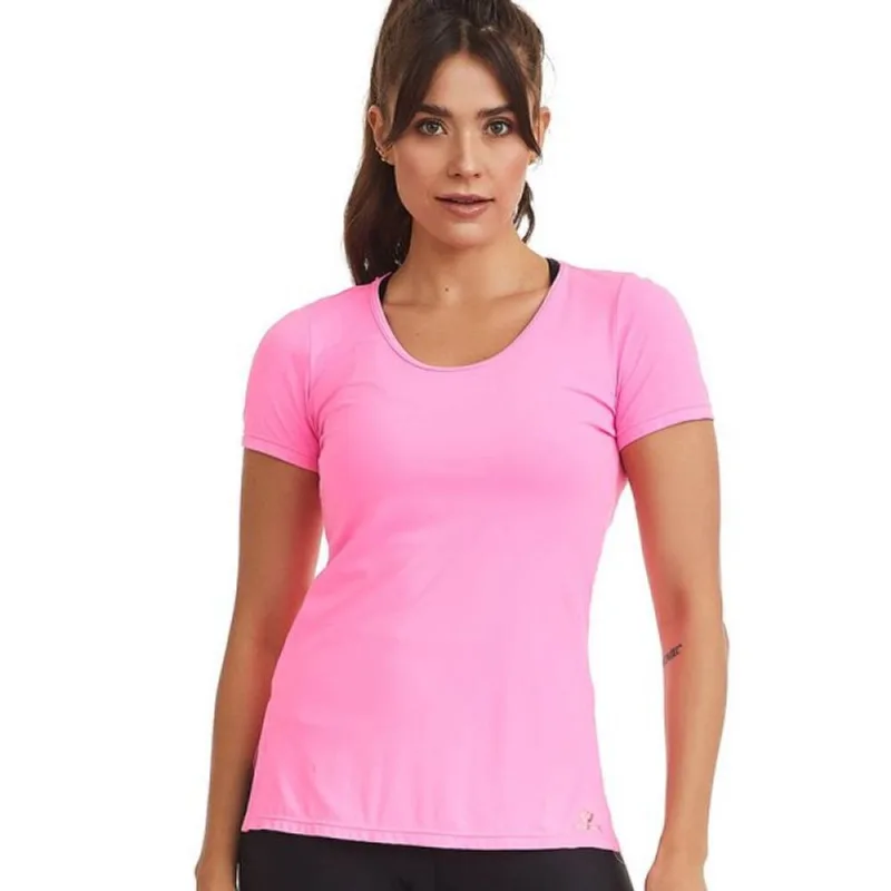 Camiseta Caju Brasil Slit Classic Rosa Feminino Fitness P GG / Rosa