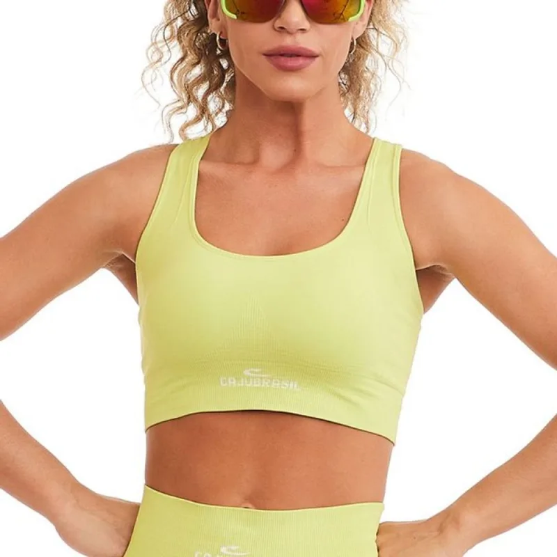 Top Caju Brasil Seamless Oxigênio Verde Feminino Fitness G G / Verde