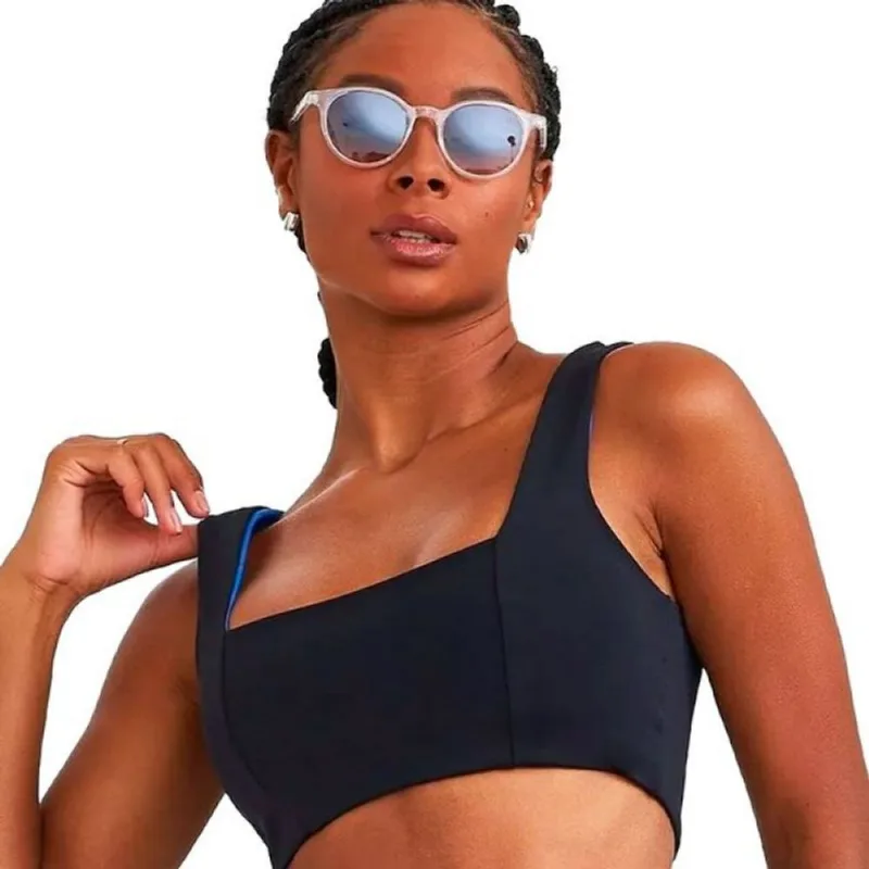 Top Caju Barsil Dupla Face 4 Em 1 Preto & Azul Feminino G G / Azul+Preto