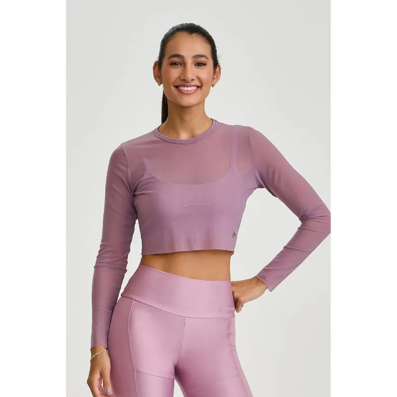 CROPPED DE TULE MANGA LONGA MALVA CAJUBRASIL CROPPED DE TULE MANGA LONGA MALVA - G