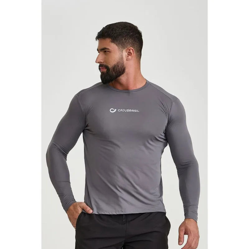 CAMISETA MANGA LONGA MASCULINA CINZA CARBOX CAJUBRASIL P