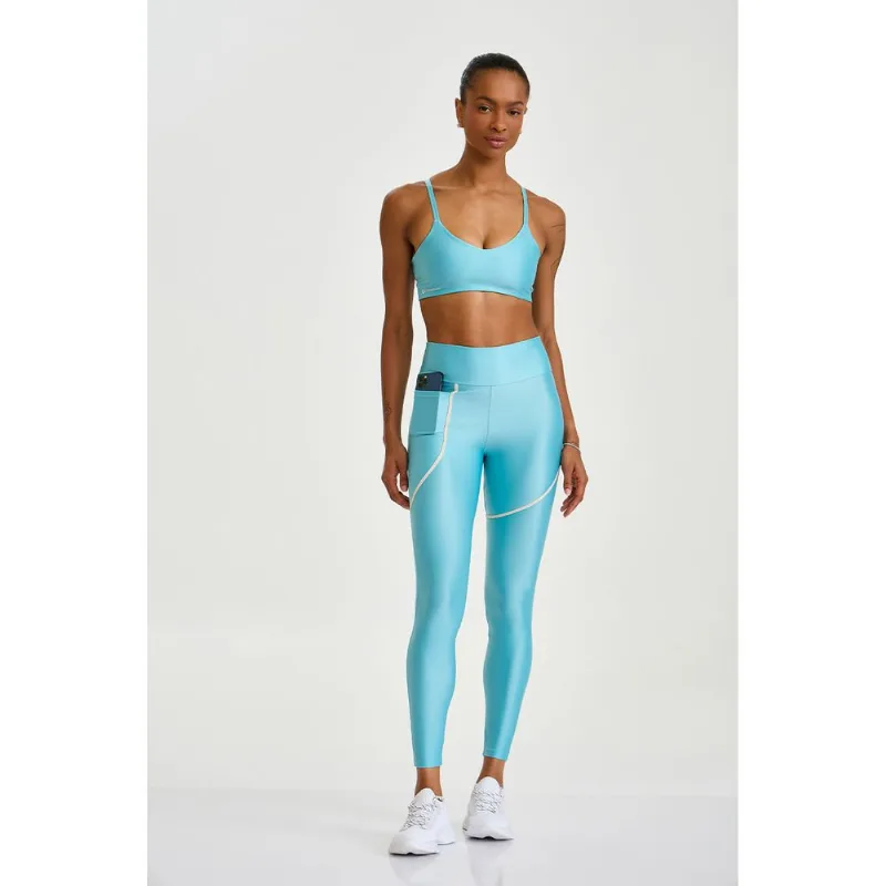 LEGGING ATLETIKA ASSIMÉTRICA COM BOLSO AZUL TURQUESA CAJUBRASIL M