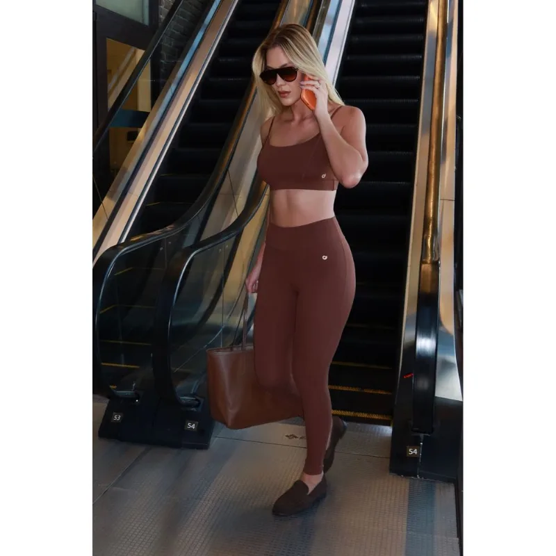 LEGGING NY COM PROTEÇÃO SOLAR MARROM CAPUCCINO CAJUBRASIL G