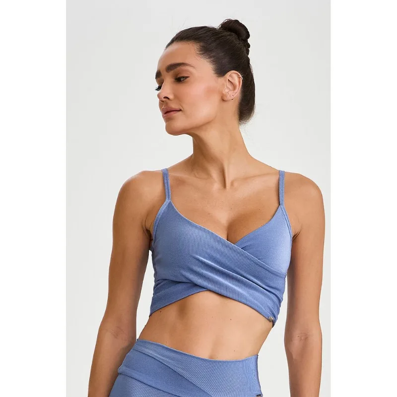 TOP CROPPED CANELADO COM BRILHO AZUL PACÍFICO CAJUBRASIL TOP CROPPED CANELADO COM BRILHO AZUL PACÍFICO M