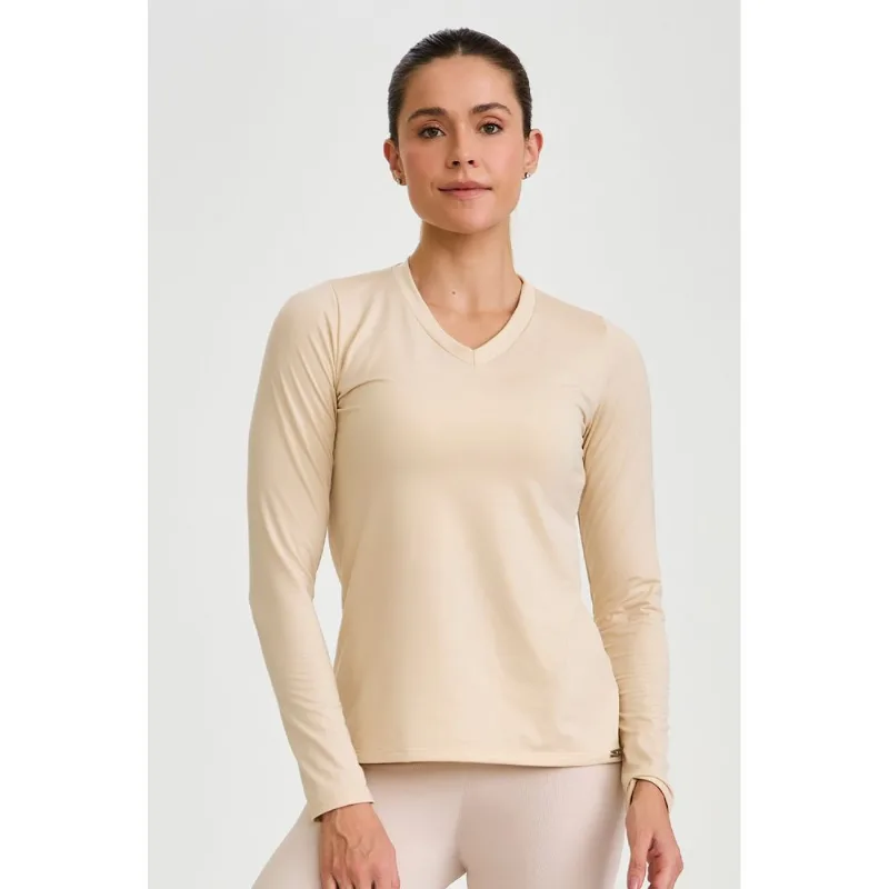 BLUSA TÉRMICA GOLA EM V OFF WHITE CAJUBRASIL G