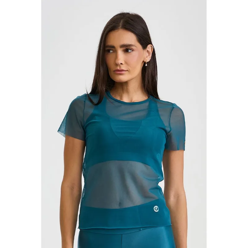 BLUSA TULE DRAPEADO COSTAS VERDE ESMERALDA CAJUBRASIL G