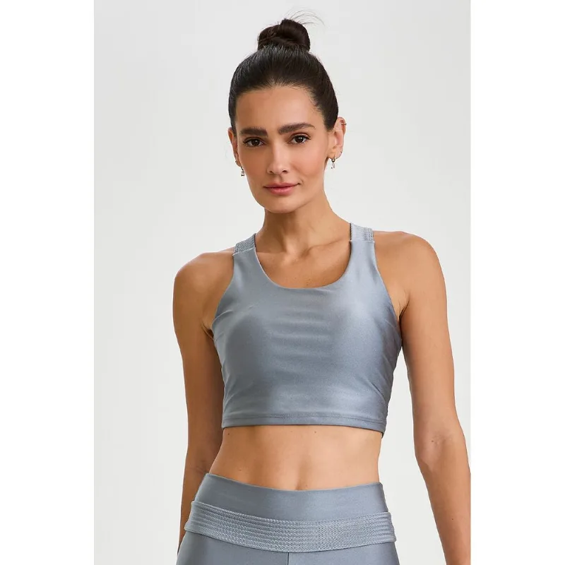TOP CROPPED ATLANTA COM TEXTURA CINZA PLATINUM CAJUBRASIL M