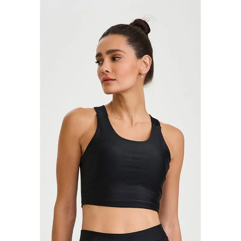 TOP CROPPED ATLANTA COM TEXTURA PRETO CAJUBRASIL G