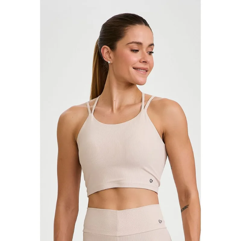 TOP CROPPED CANELADO ALÇAS DUPLAS OFF WHITE CAJUBRASIL - GG