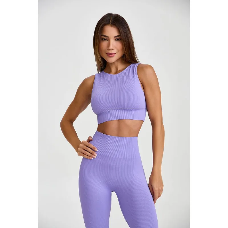 TOP CROPPED SEM COSTURA CANELADO ROXO LAVANDA G
