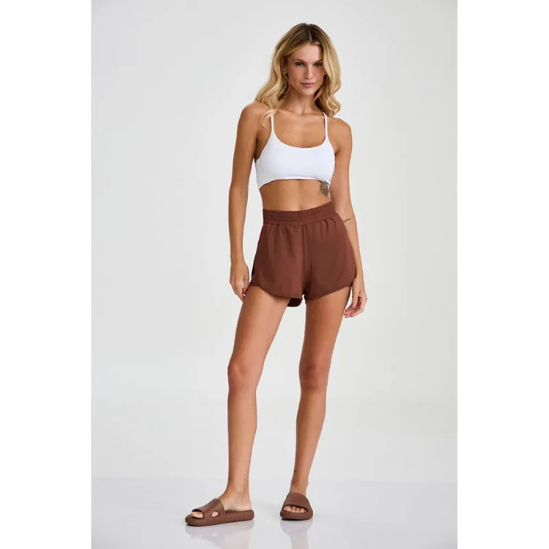 SHORT DUPLO PARA CORRIDA MARROM CAPUCCINO CAJUBRASIL SHORT DUPLO PARA CORRIDA MARROM CAPUCCINO G