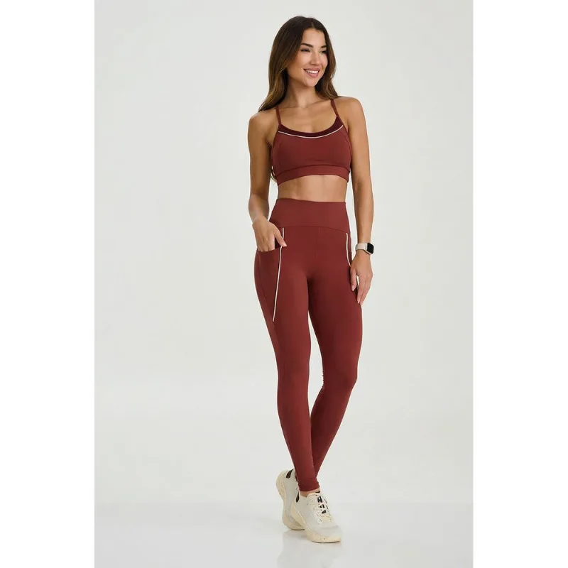 LEGGING CÓS INVISÍVEL COM BOLSOS MARROM SIENA P
