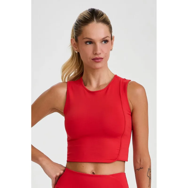 TOP CROPPED ADAPTIV COM COMPRESSÃO VERMELHO MORANGO CAJUBRASIL TOP CROPPED ADAPTIV COM COMPRESSÃO VERMELHO MORANGO P