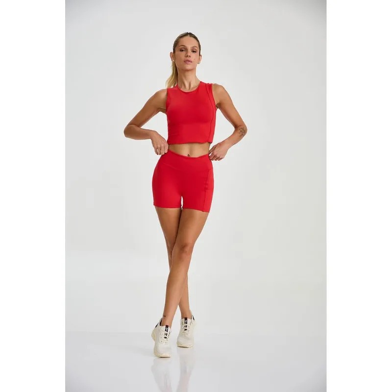 SHORT ADAPTIV COM BOLSO NO CÓS VERMELHO MORANGO M