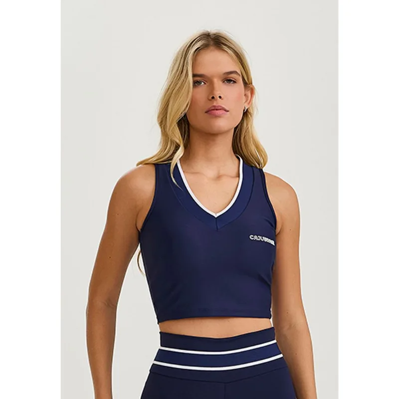 TOP CROPPED ADAPTIV COM COMPRESSÃO AZUL ECLIPSE CAJUBRASIL - G