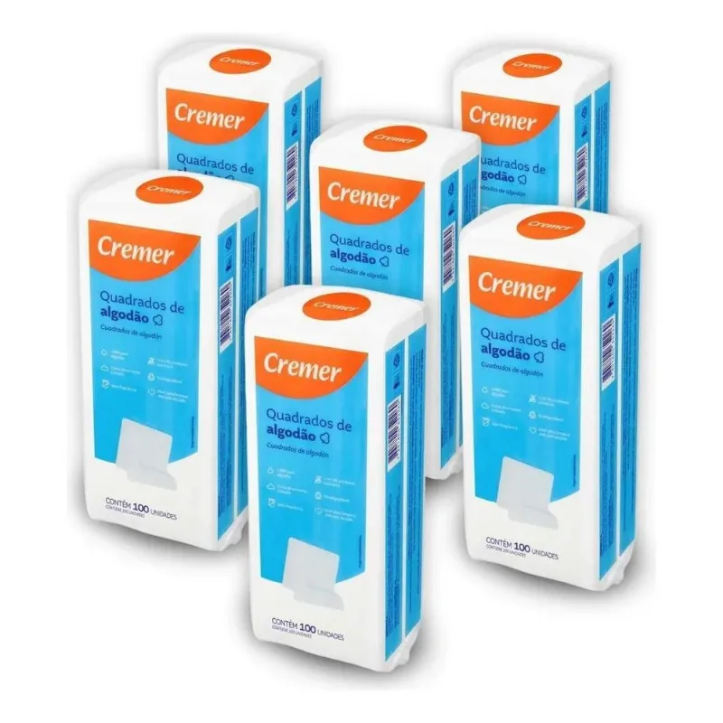 3x Algodão Quadrado Sem Perfume Cremer Bebê Limpeza Pele 100