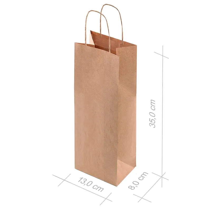 Sacola Papel Kraft Garrafa 35X13X8CM 50 Unidades CROMUS