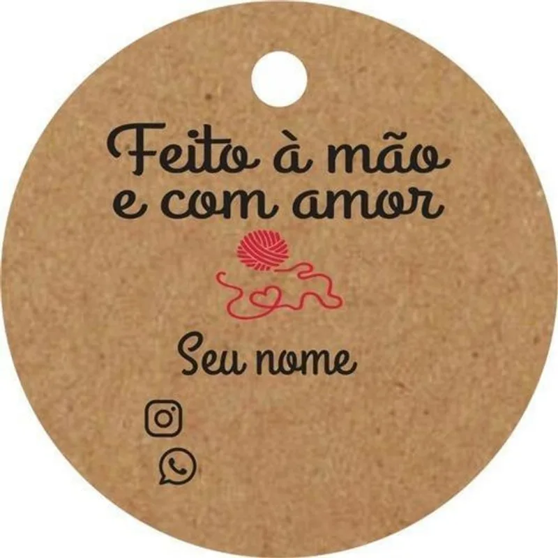 Tags Personalizada Em Kraft - Feito A Mão 200 Un