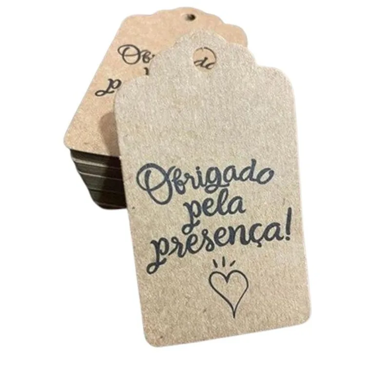 100 Tags Cartão Kraft Obrigado Pela Presença.