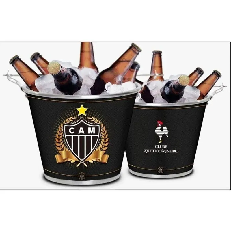 Balde Metal Decorado Para Cerveja-5l Atlético Galo