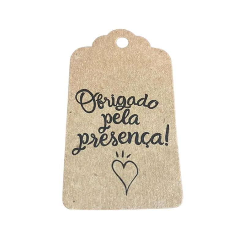 Kit Tag Kraft Obrigado Pela Presença 100 Unidades.